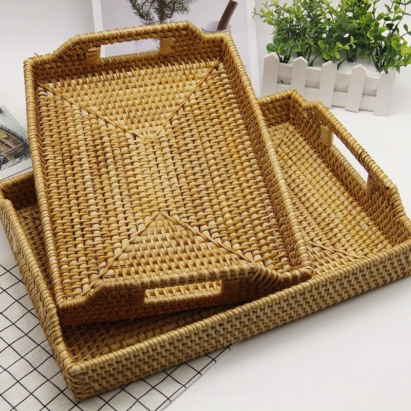 Autumn Rattan Square Basket / 秋籐手編み スクエアバスケット
