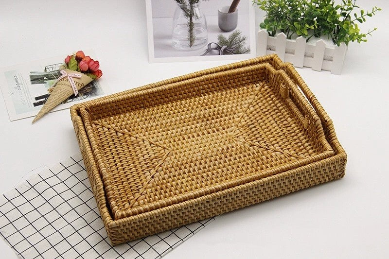 Autumn Rattan Square Basket / 秋籐手編み スクエアバスケット
